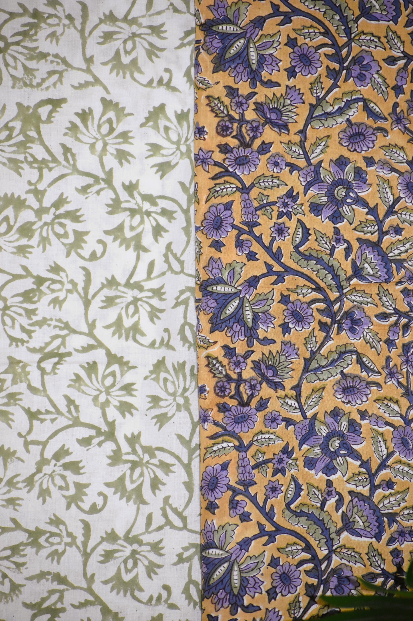 Floral Hand Block Printed Cotton Suit With Pure Chiffon Dupatta