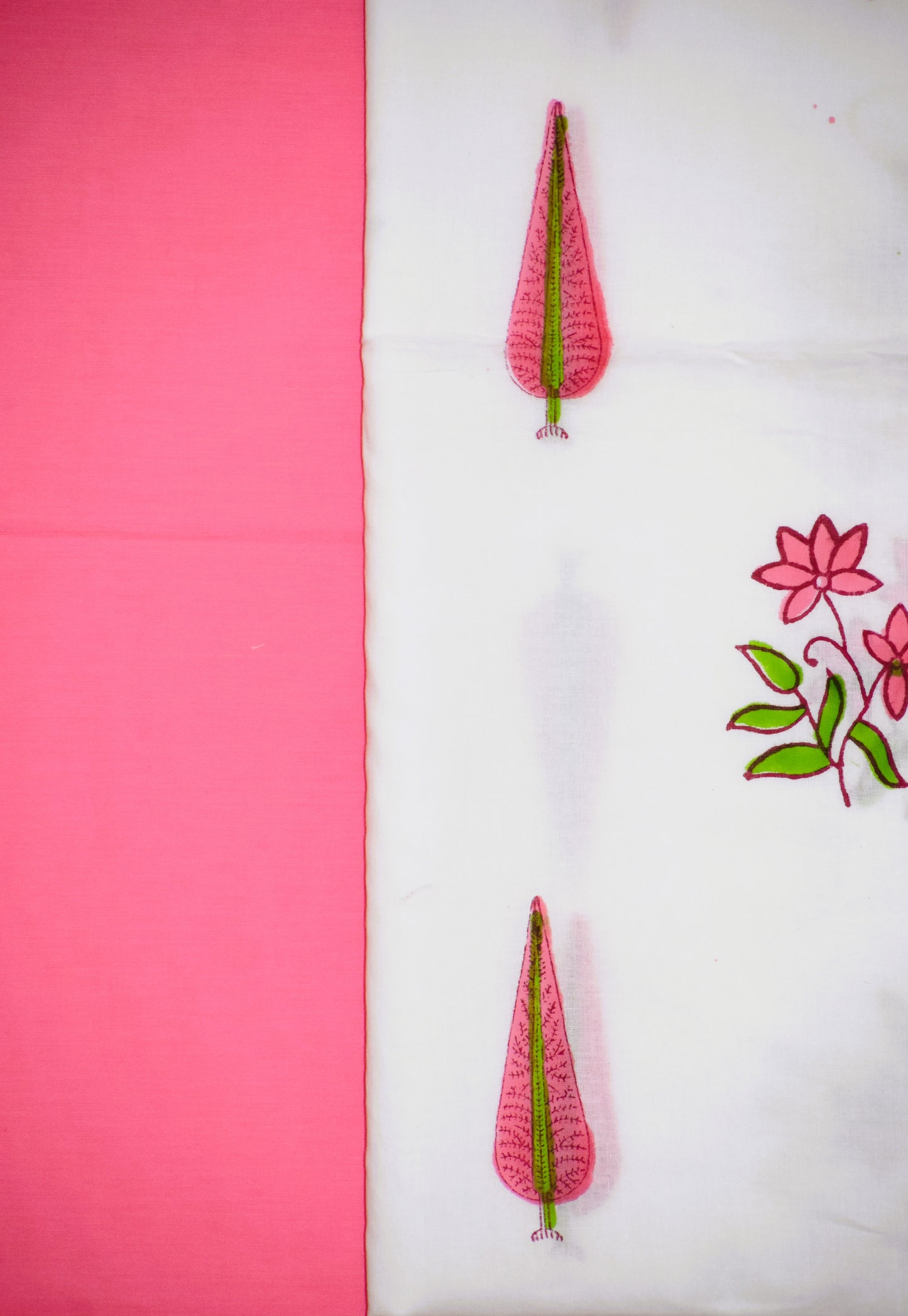 Hand Block Printed Cotton Suit With Buti and Kota Doria Dupatta