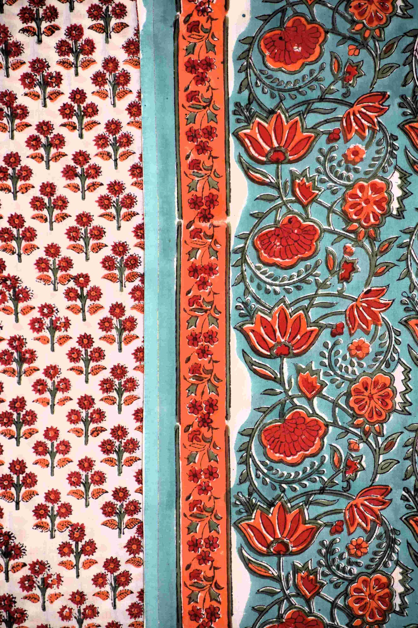 All-over Floral Hand Block Printed Cotton Suit with Malmal Dupatta