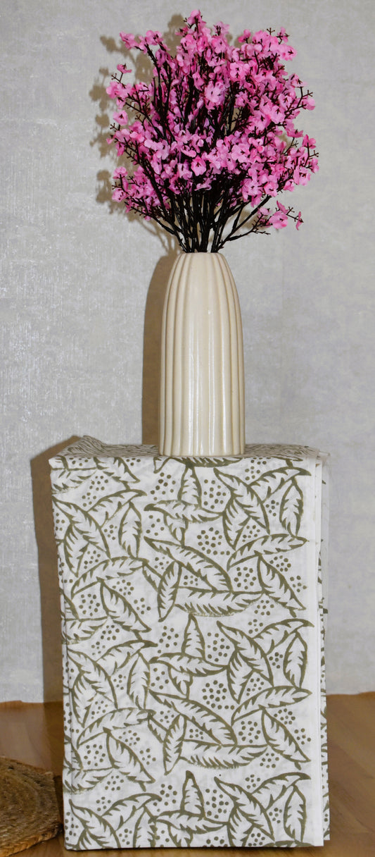 All-over Floral Paisley Hand Block Printed Cotton Suit with Malmal Dupatta