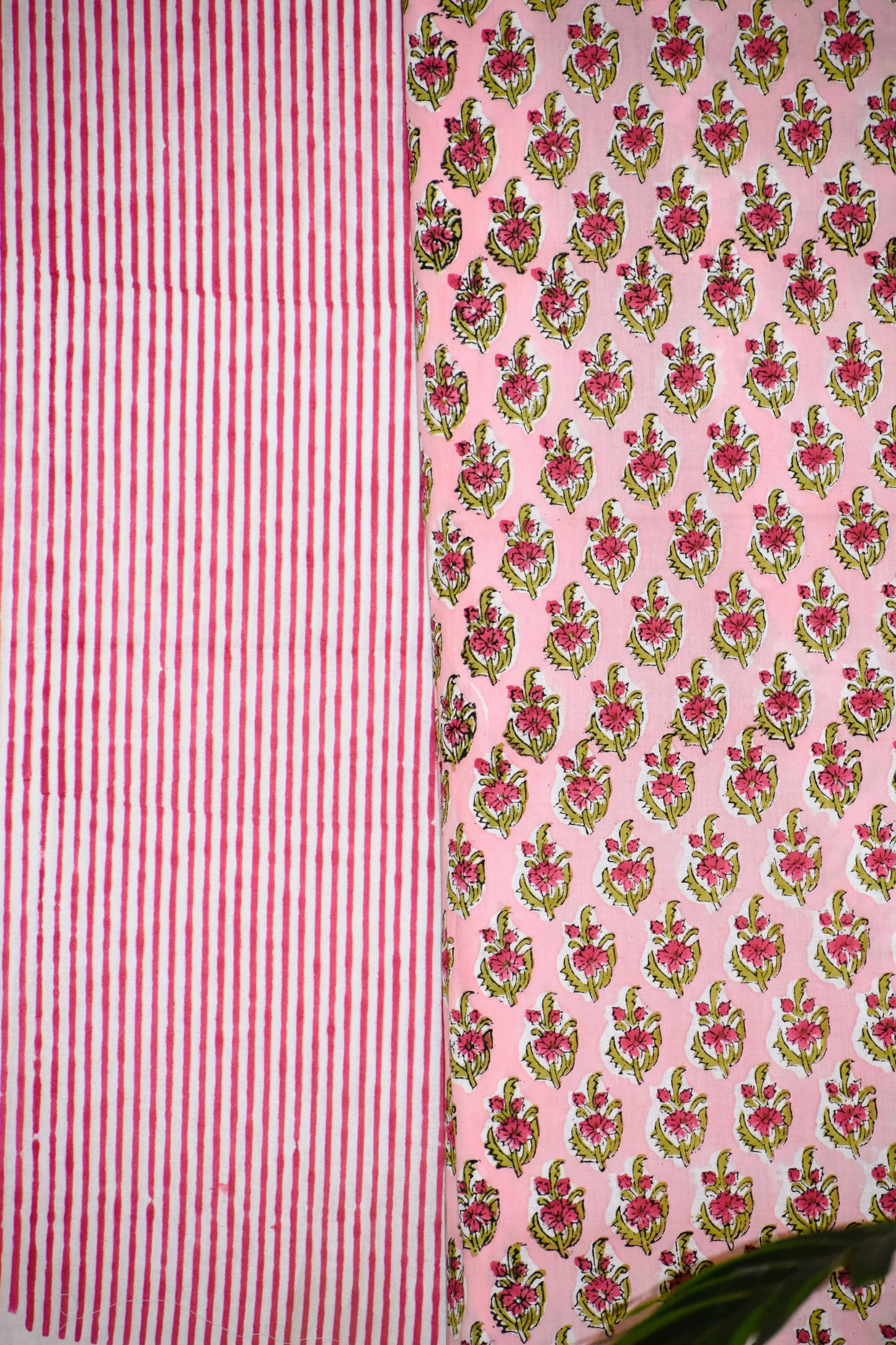 Hand Block Printed Cotton Suit with All-over Buti and Malmal Dupatta