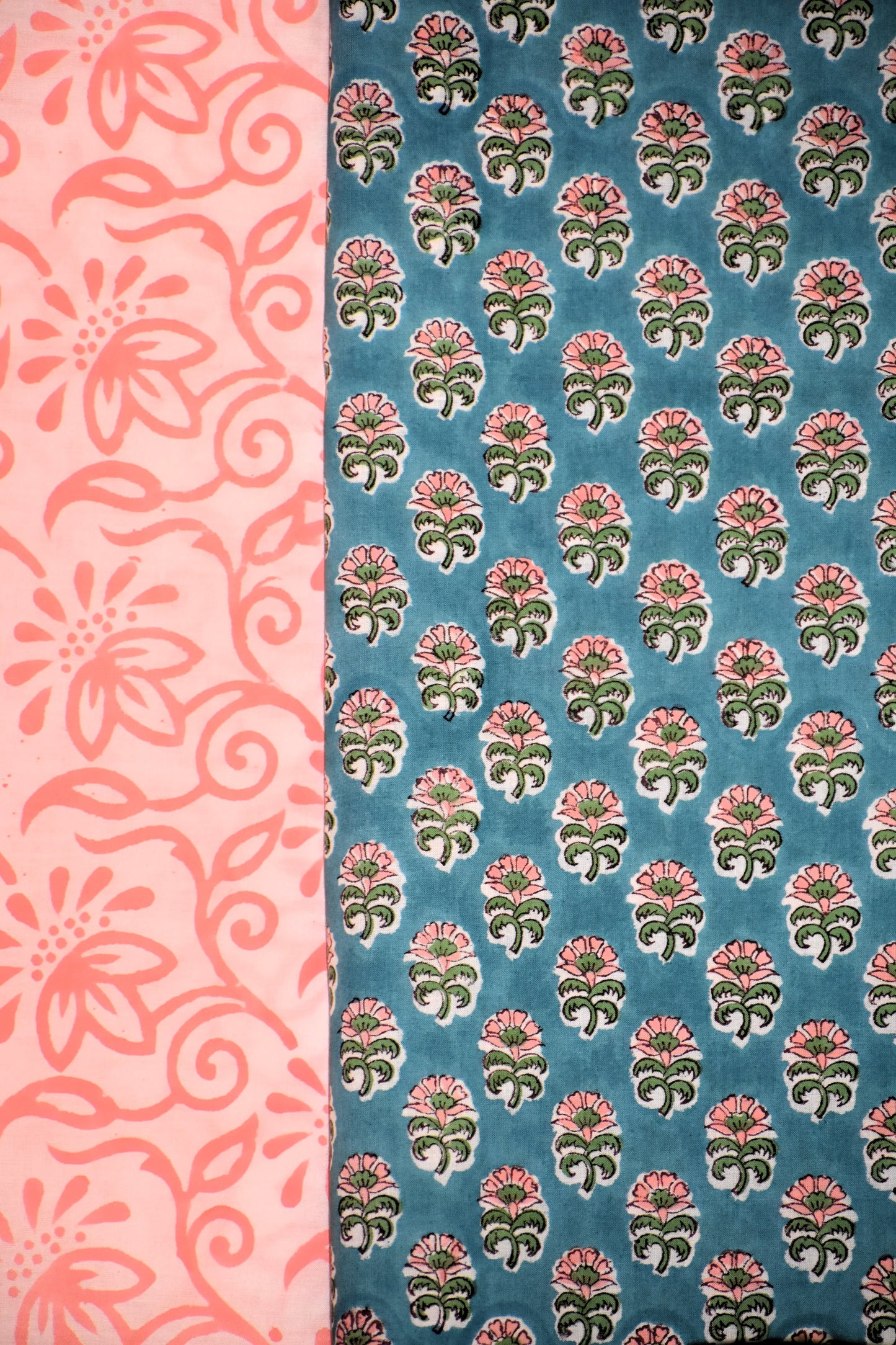 Hand Block Printed Cotton Suit with All-over Floral Buti and Malmal Dupatta