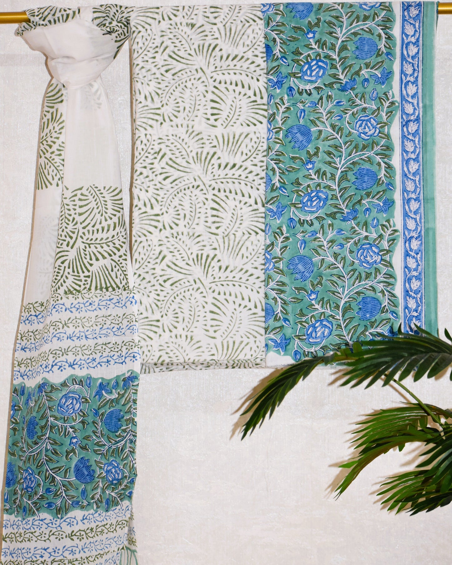 All-over Hand Block Printed Cotton Suit With Malmal Dupatta