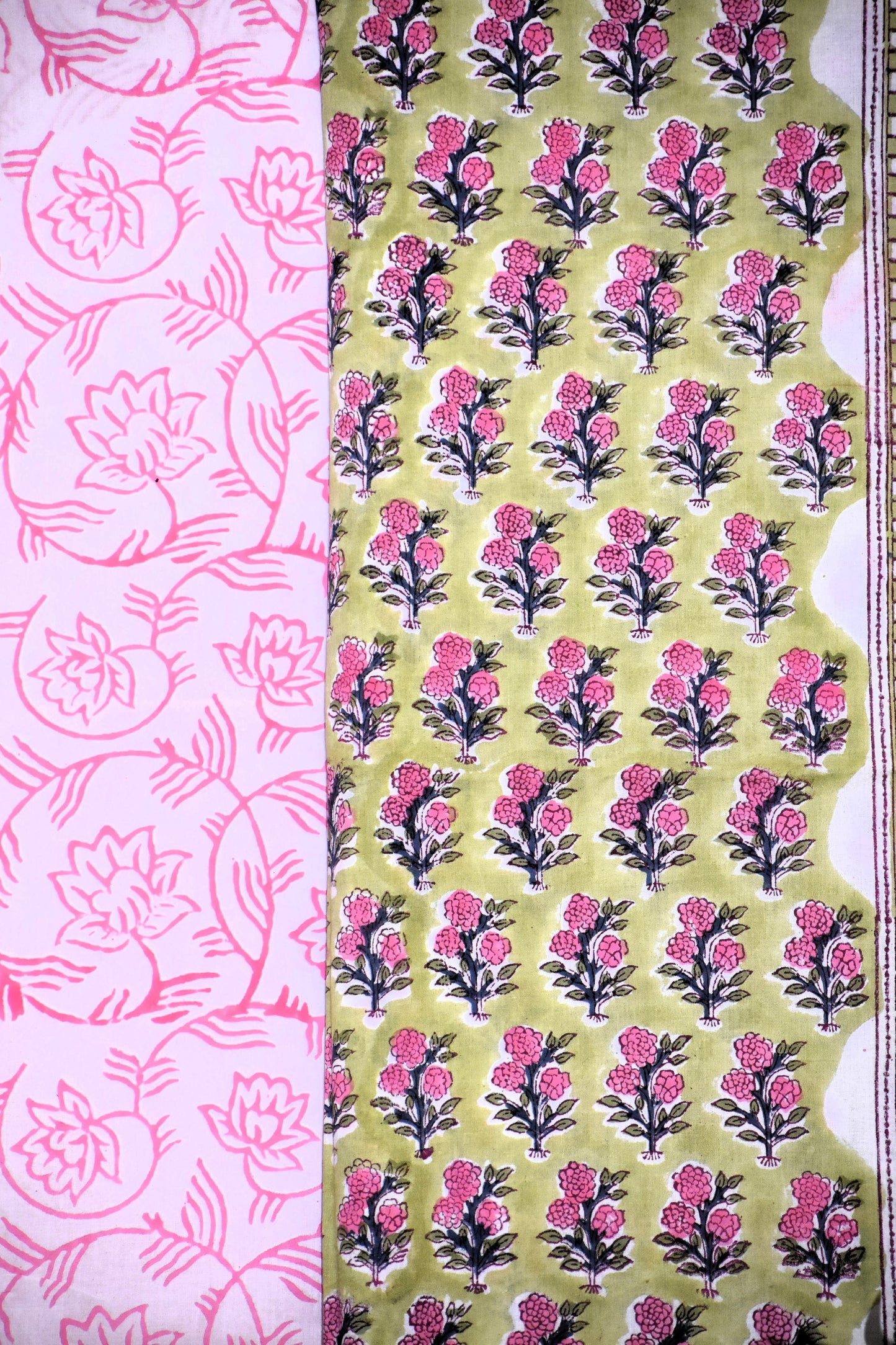 Small Floral Buti Hand Block Printed Cotton Suit With Malmal Dupatta