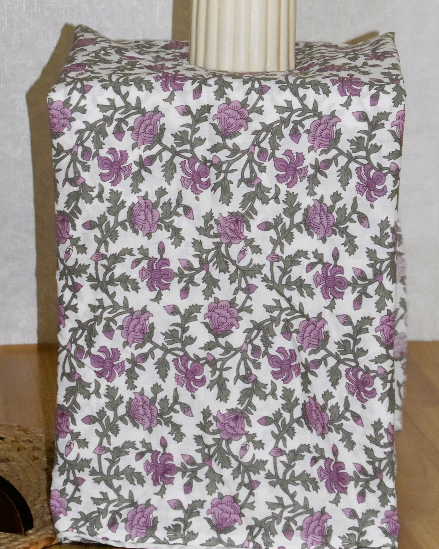 Purple Floral Jaipuri Printed Unstitched Cotton Suit Set