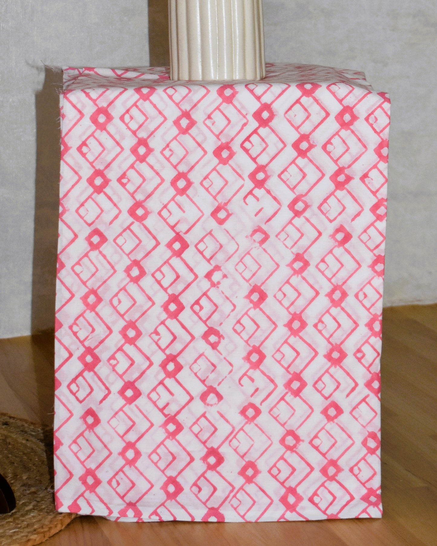 Pink All-over Paisley Design Hand Block Printed Cotton Suit with Malmal Dupatta