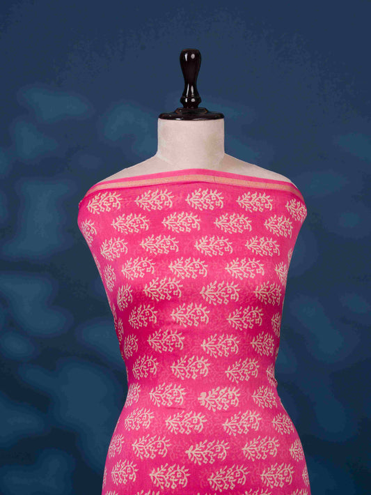 Timeless Chanderi Silk Suit with Sanganeri Print