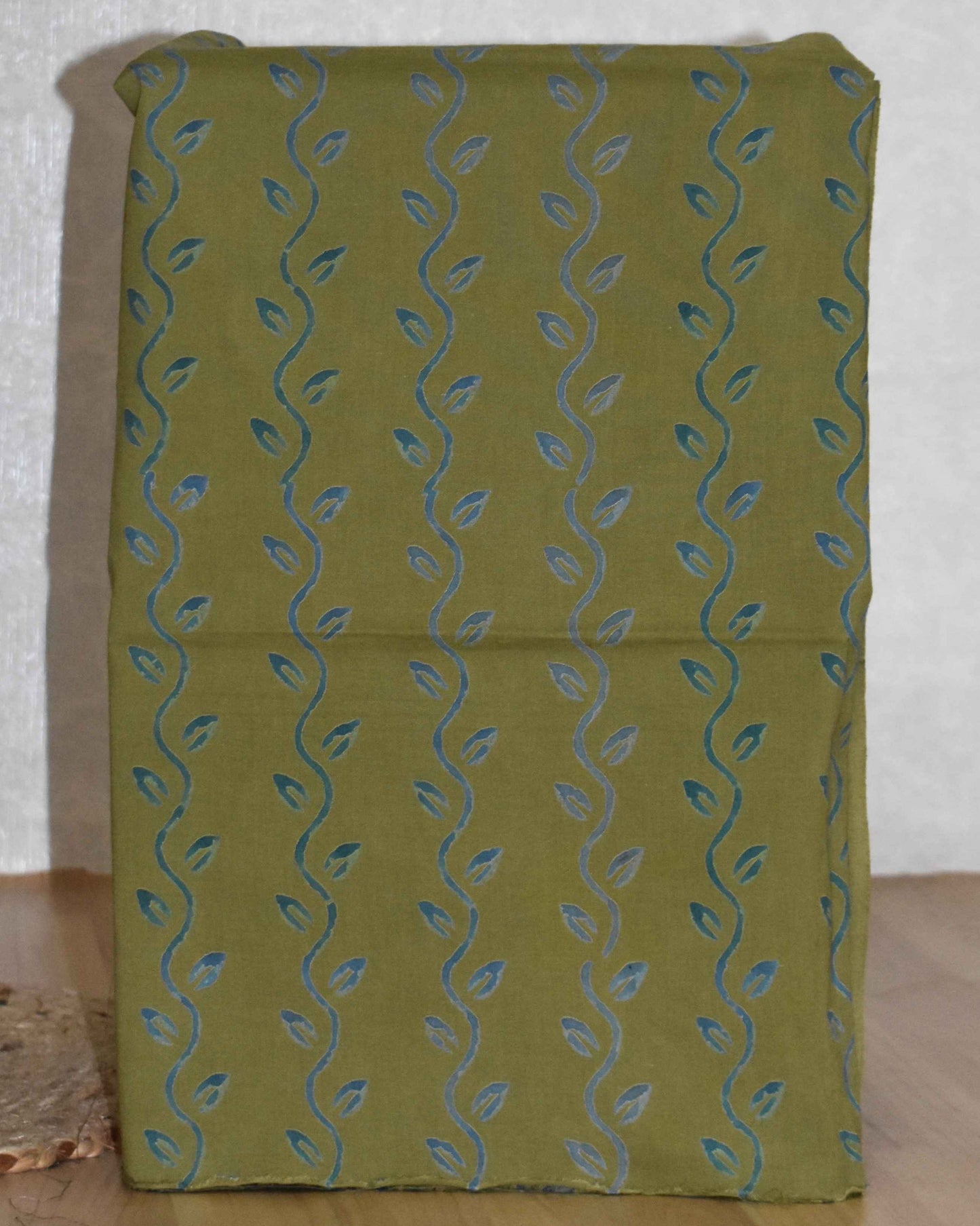 Olive Green Chanderi Silk Suit with Bagru Floral Jaal Print