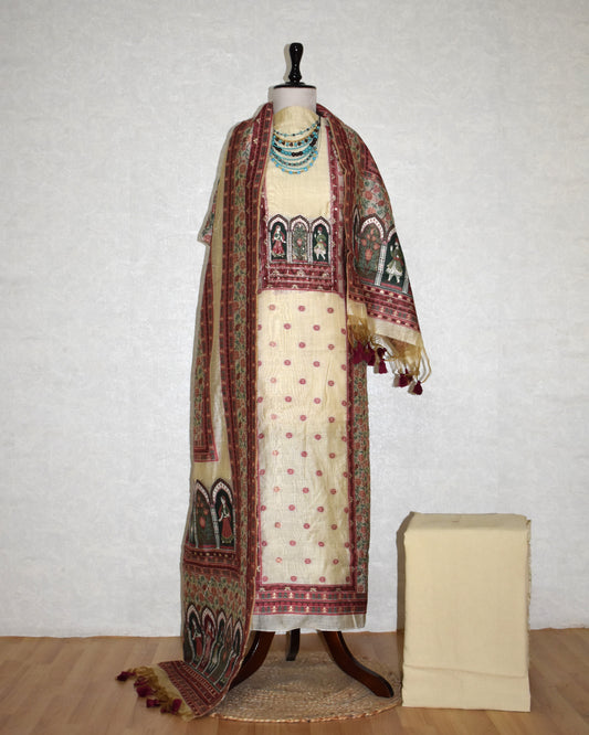 Premium Soft Cream Jaamdani Styled with Heritage Inspired Arch Motifs