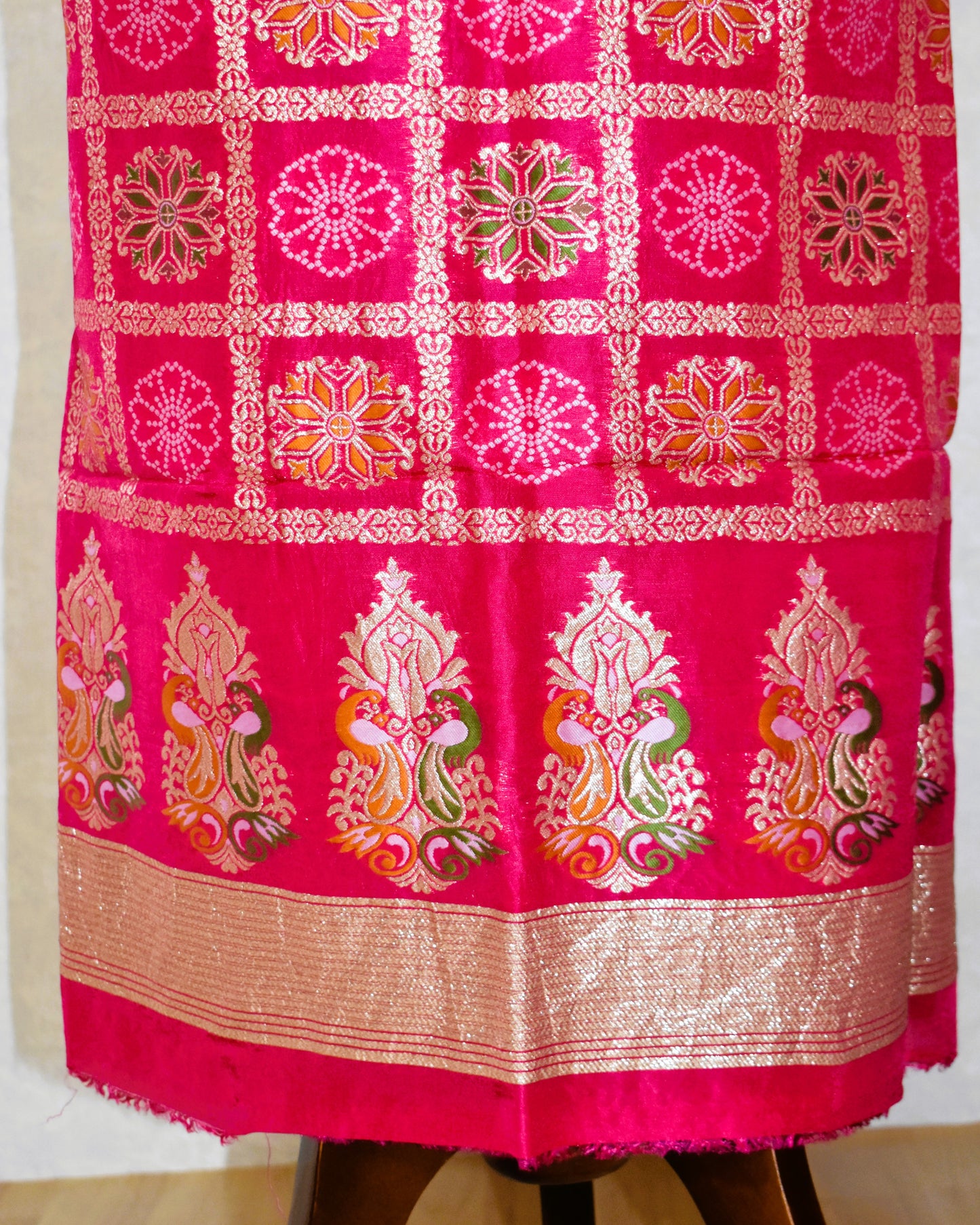 Fuchia Banarasi Dola Silk Suit Set with Dola Silk Dupatta