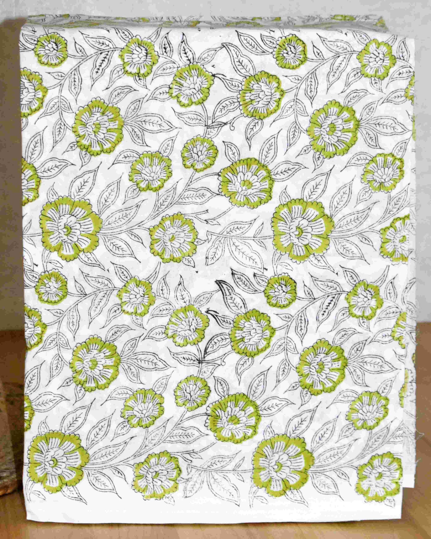 Green with All-over Floral Jaal Hand Block Printed Cotton Suit With Kota Doria Dupatta
