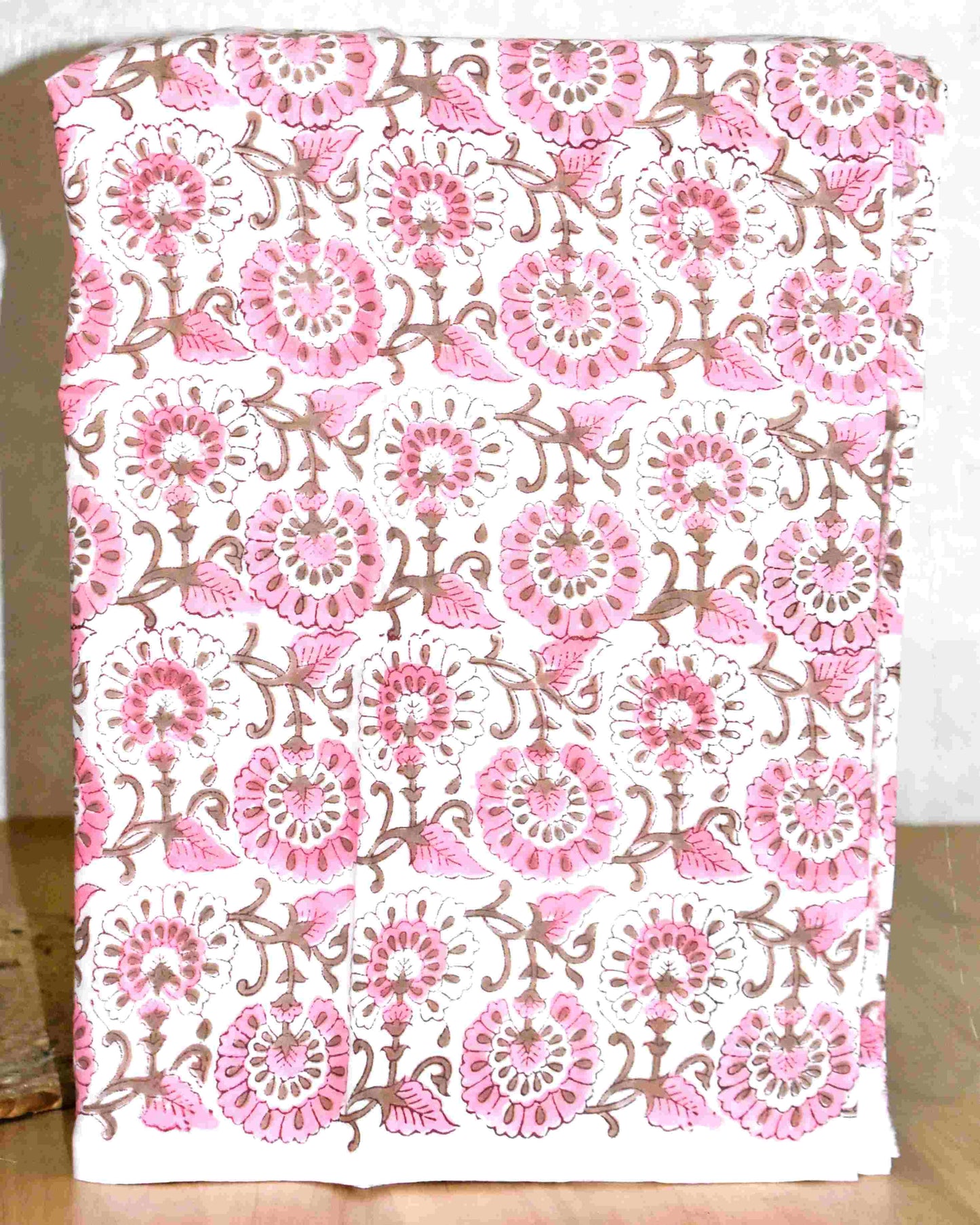 Floral Jaal Hand Block Printed Maheshwari Silk Suit Set