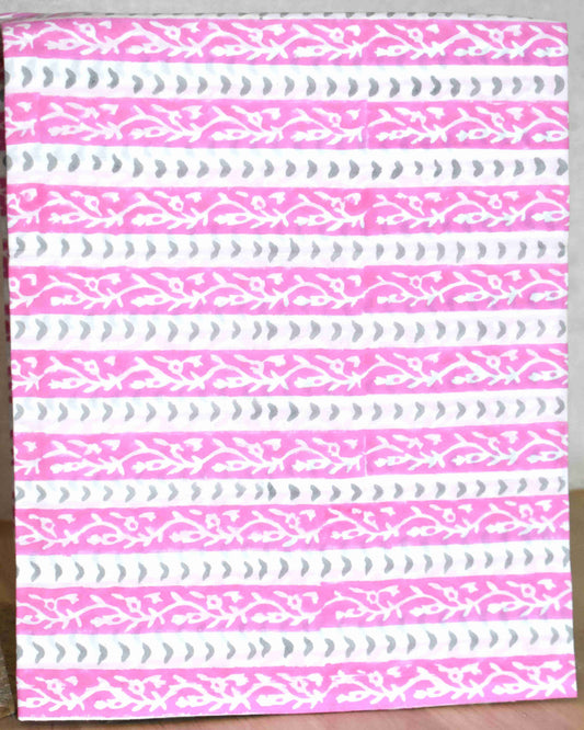 Pink Floral Hand Block All-over Printed Cotton Suit with Bandej Malmal Dupatta