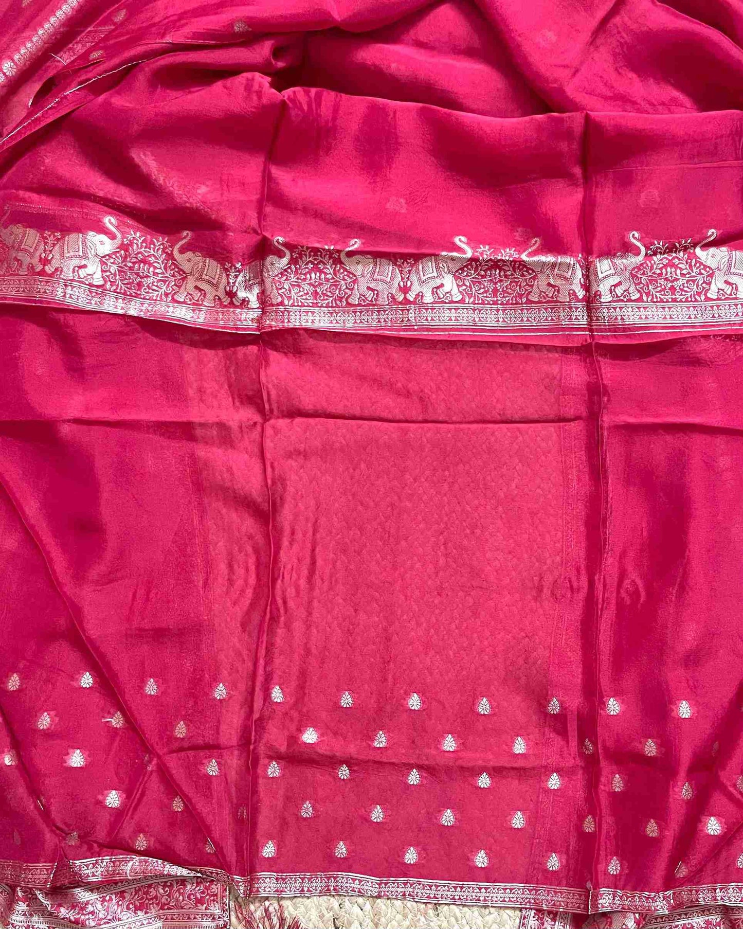 Premium Festive Woven Silk Jacquard Unstitched Suit Set - Red