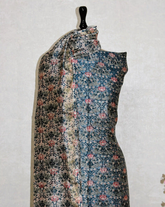 Sanganeri printed Maheshwari Silk Suit Set