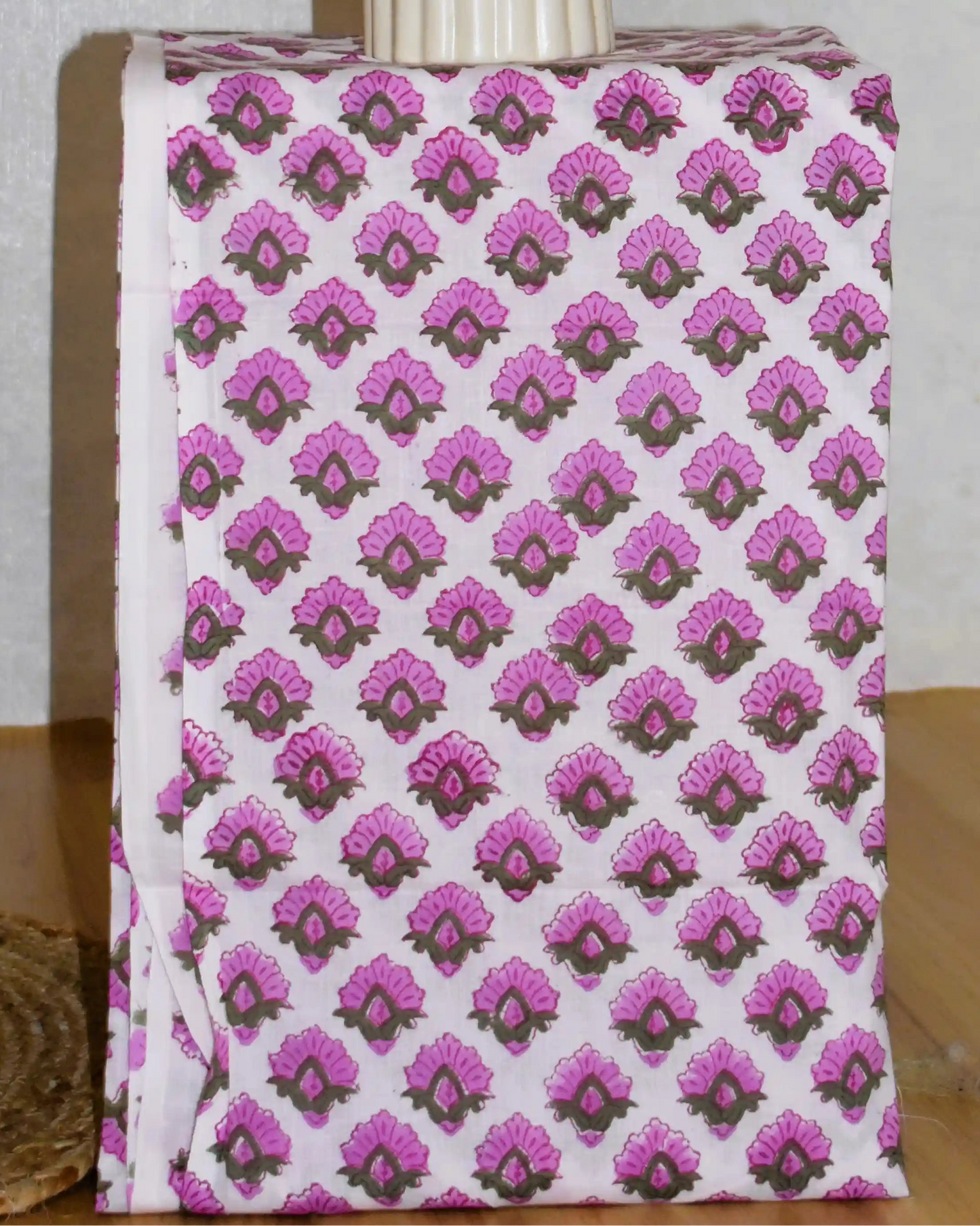 Olive Green Sanganeri Floral print Maheshwari Silk Suit Set