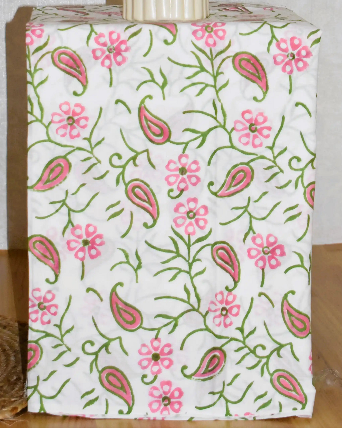 Oat Beige Sanganeri Small Floral All-over Buti print Maheshwari Silk Suit Set