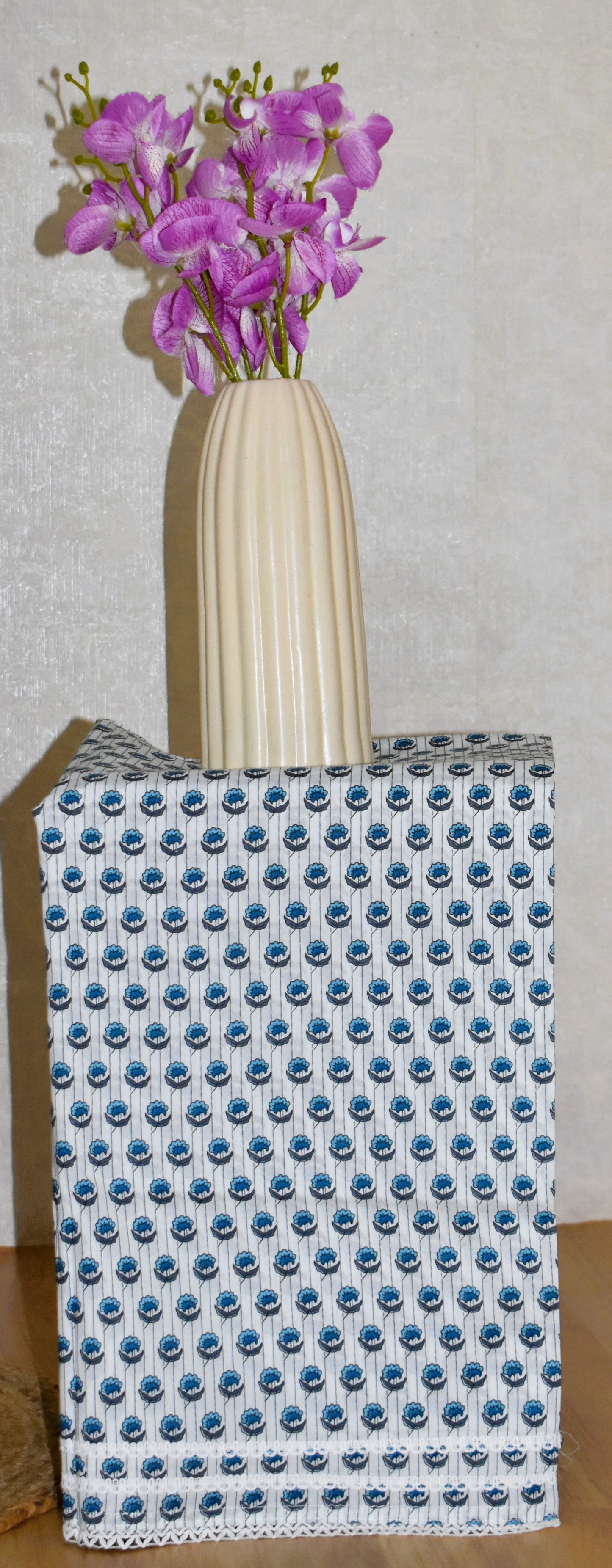 Hand Block Printed Cotton Suit with Elegant Neckwork and Printed Kota Doria Dupatta