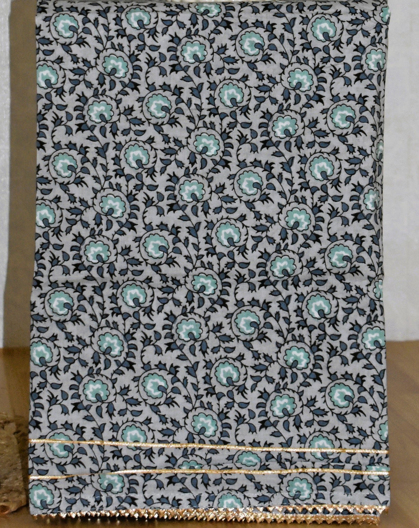 Hand Block Printed Cotton Suit with Elegant Neckwork and Soft Malmal Dupatta