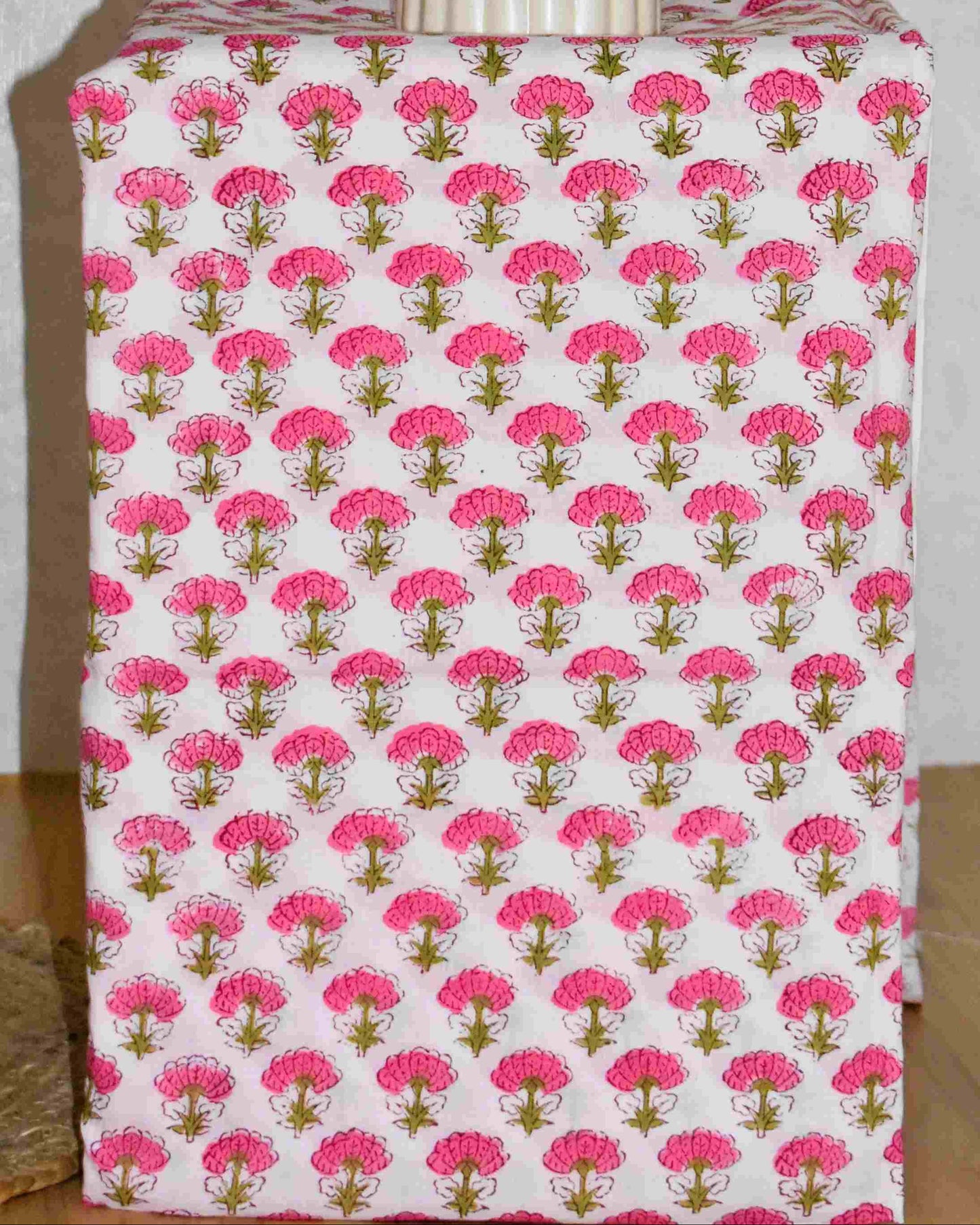 Berry maroon Chanderi Silk Suit with All-over Floral Jaal Sanganeri Print