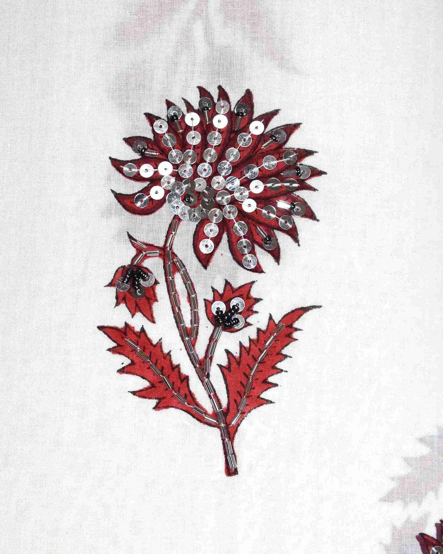 Hand Embroidered and Hand Block Printed Premium Cotton Unstitched Suit with Chanderi Silk Dupatta - Designer Edit