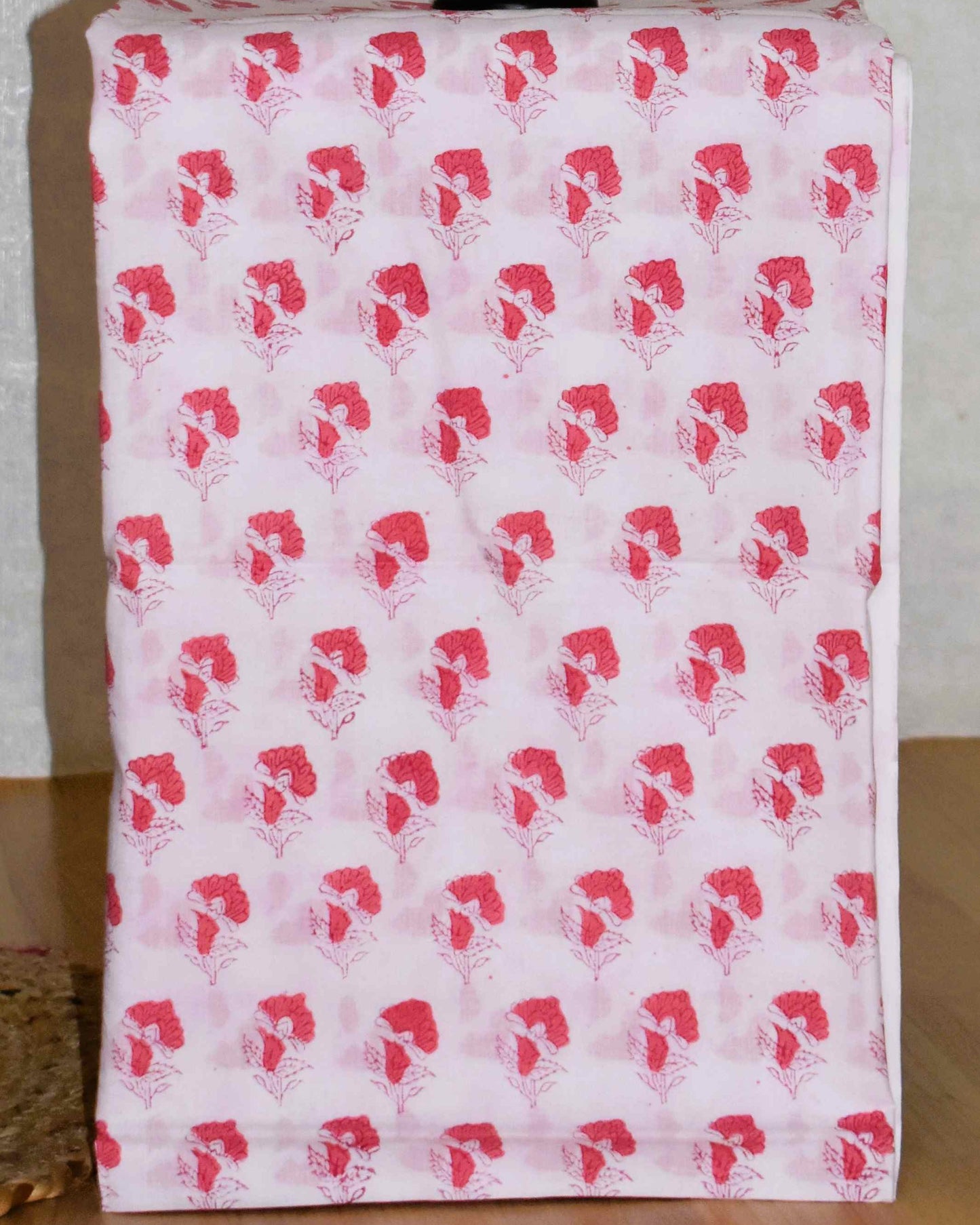 Poppy Pink Chanderi Silk Suit with Sanganeri Floral Jaal Print