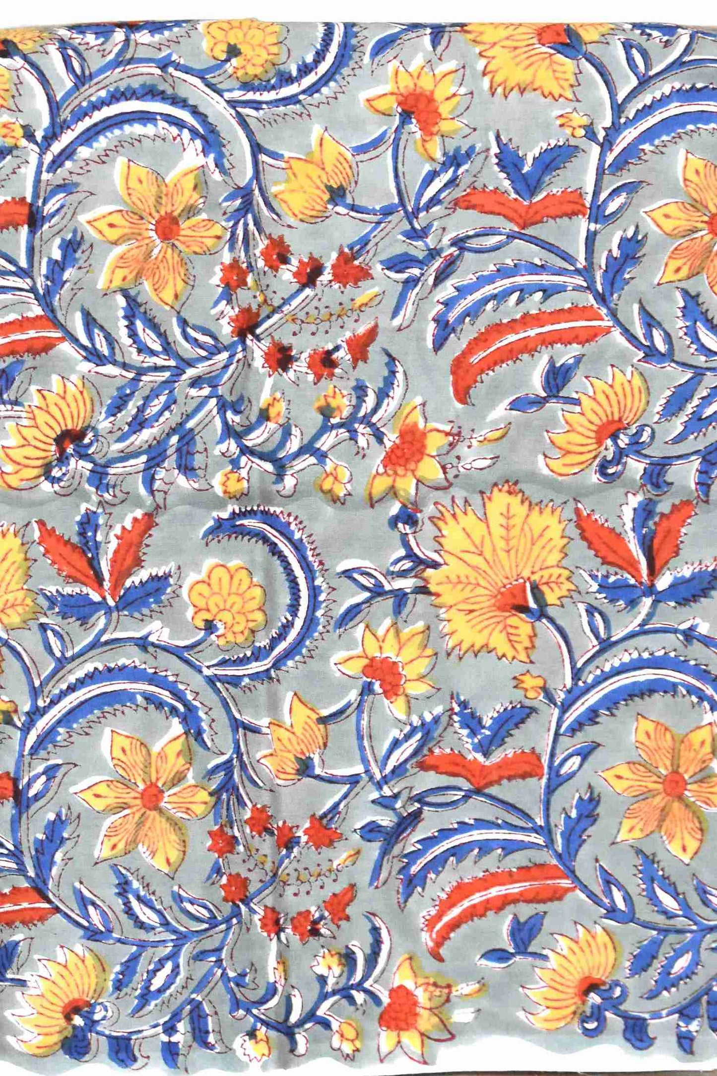 Sanganeri Hand Block Printed Unstitched Cotton Suit Set with malmal dupatta