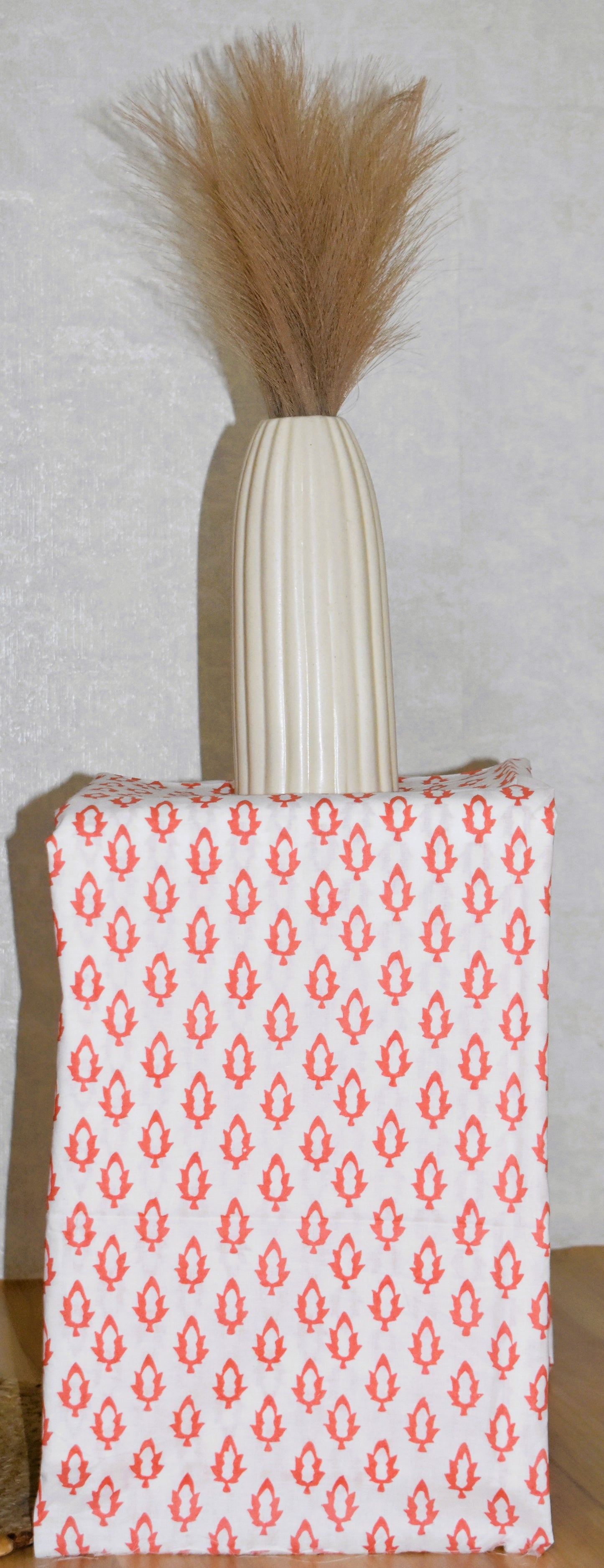 All-over Red Floral Hand Block Printed Cotton Suit with Pure Chiffon dupatta