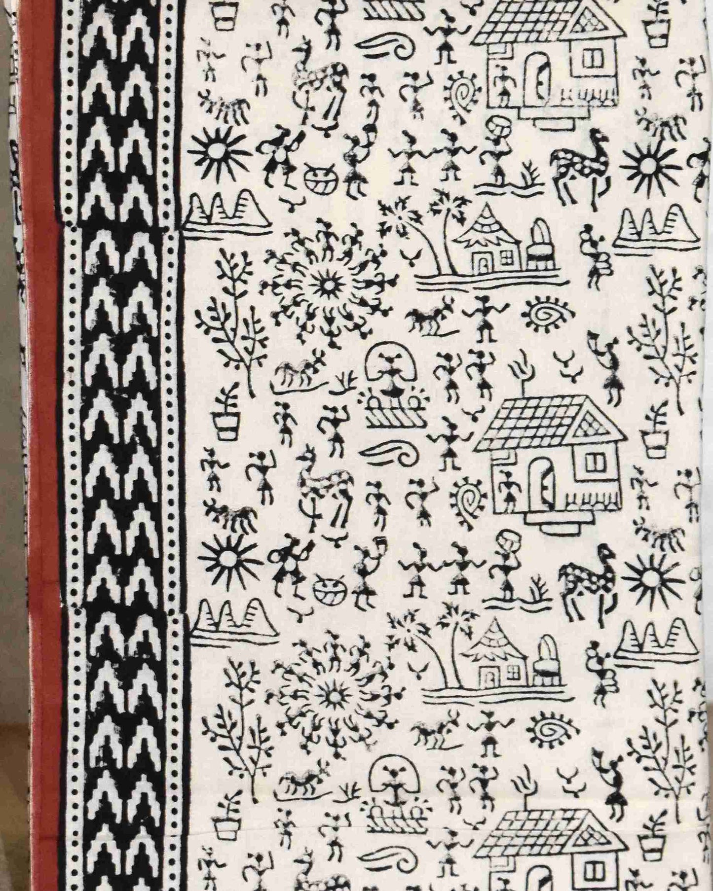Bagru Hand Block Printed Unstitched Cotton Suit Set with malmal dupatta