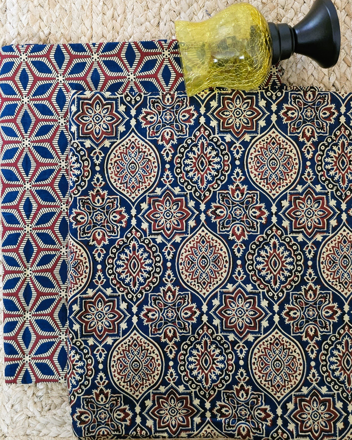 Blue Ajrakh Printed Cotton Combo Set