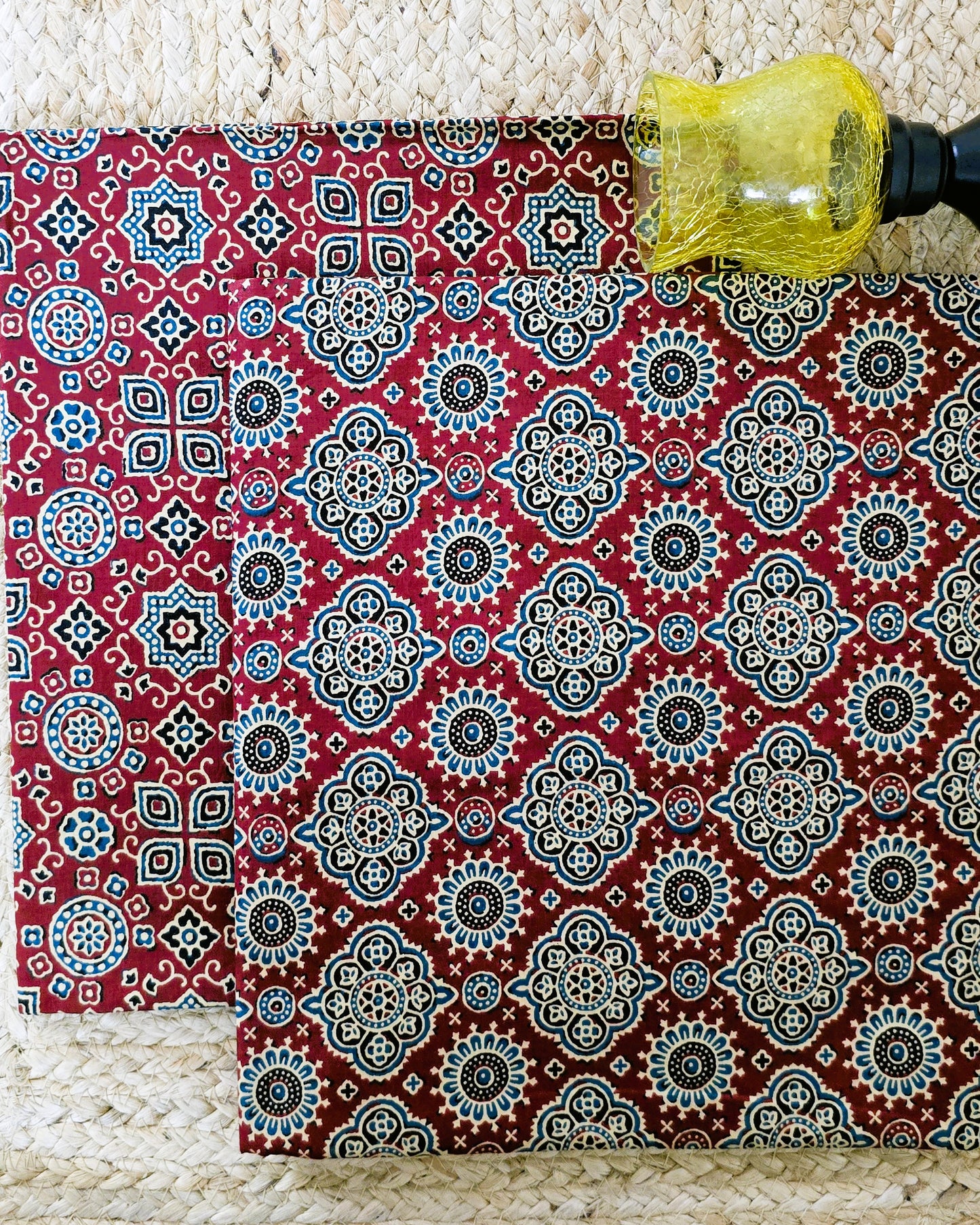 Red Ajrakh Printed Cotton Combo Set