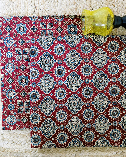 Red Ajrakh Printed Cotton Combo Set