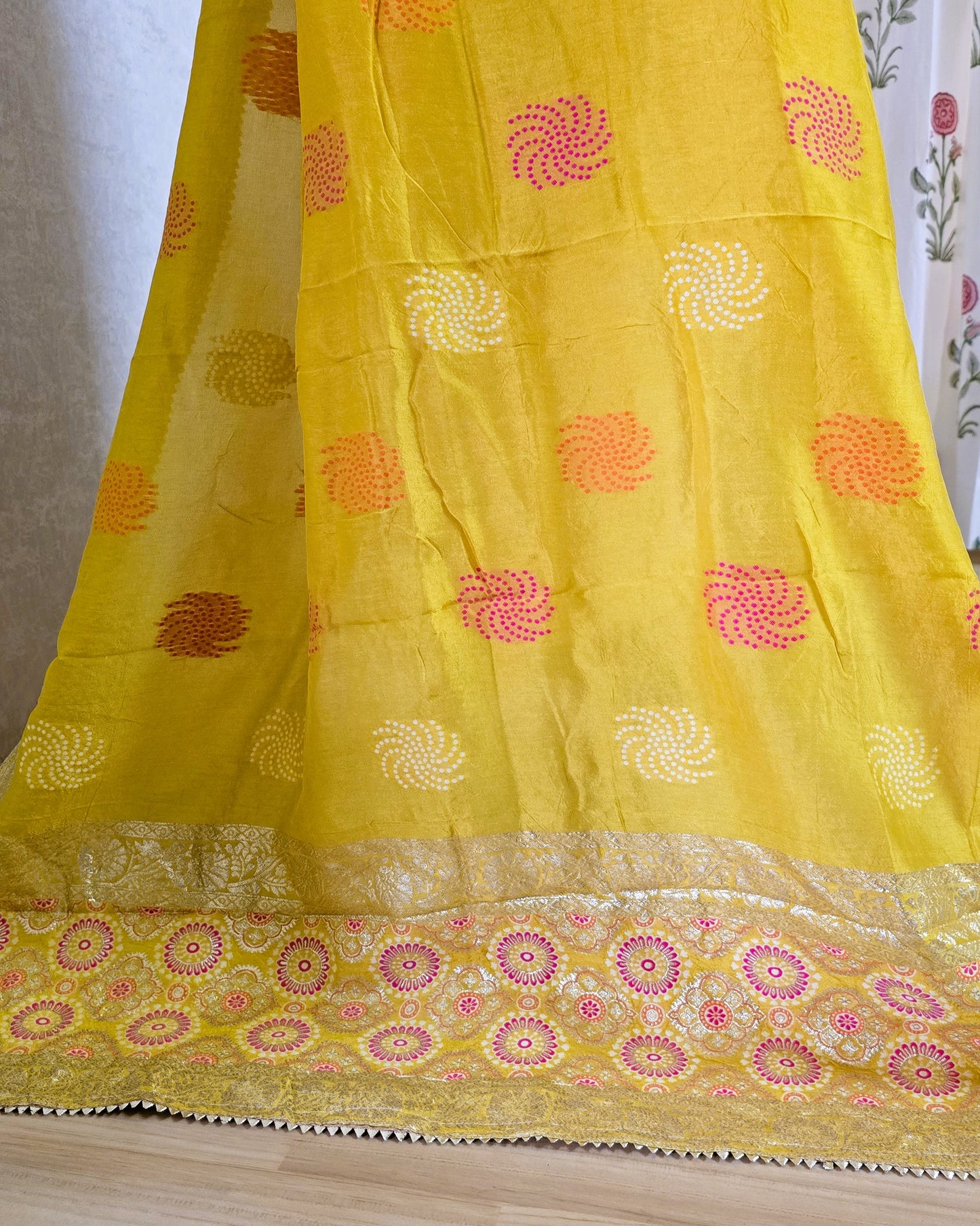 Yellow Banarasi Dola Silk Suit Set with Dola Silk Dupatta