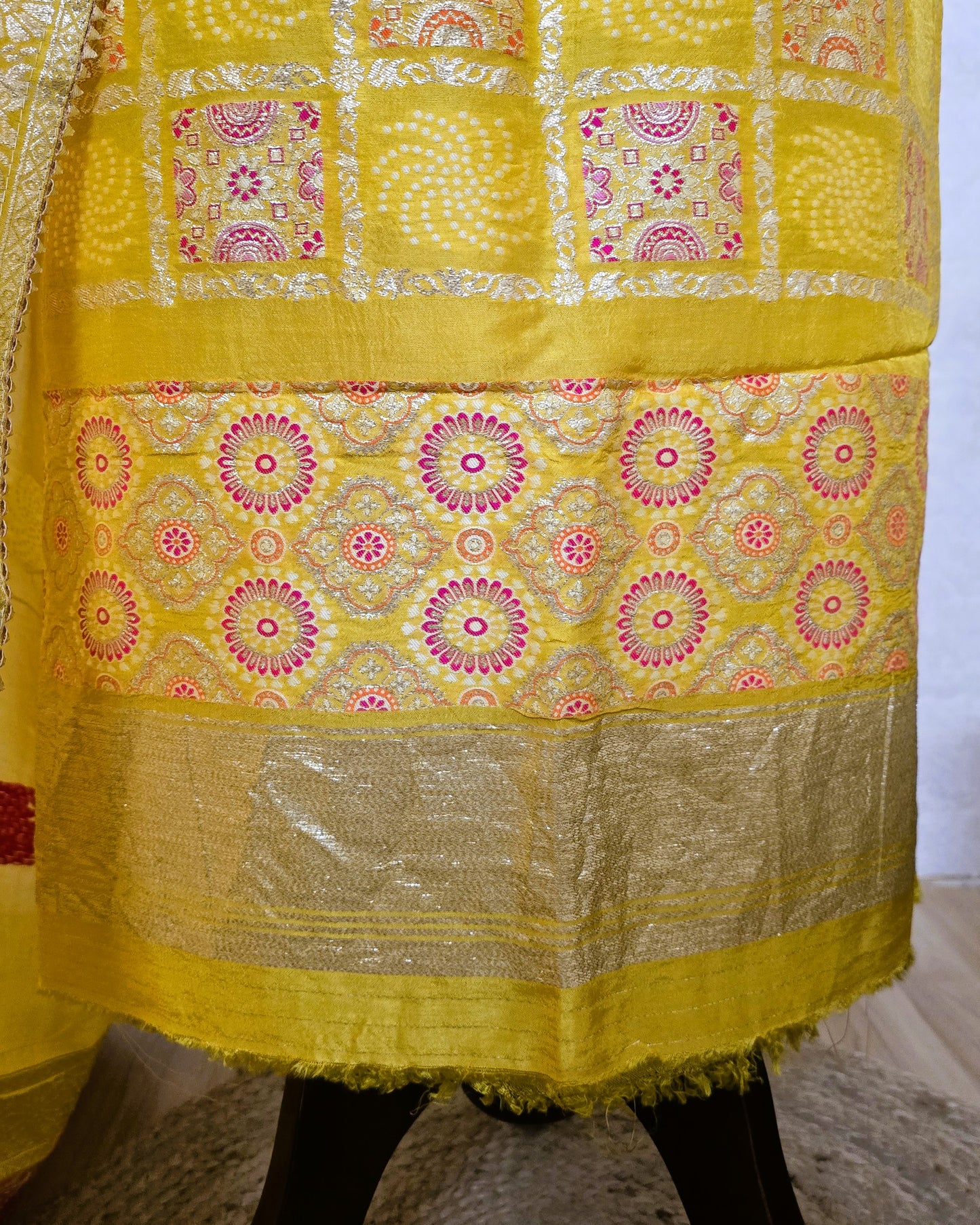Yellow Banarasi Dola Silk Suit Set with Dola Silk Dupatta