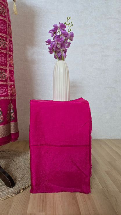 Fuchia Gaji Silk Gota Patti Suit Set with Dola Silk Dupatta