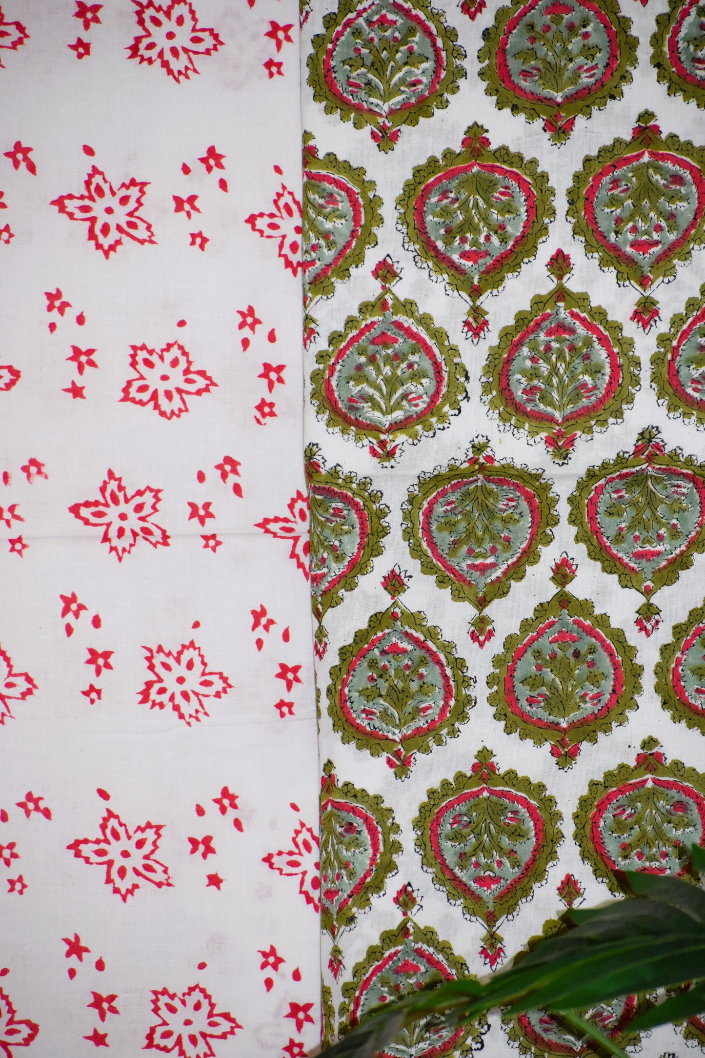 FLoral Spade Hand Block Printed Cotton Suit With Pure Chiffon Dupatta