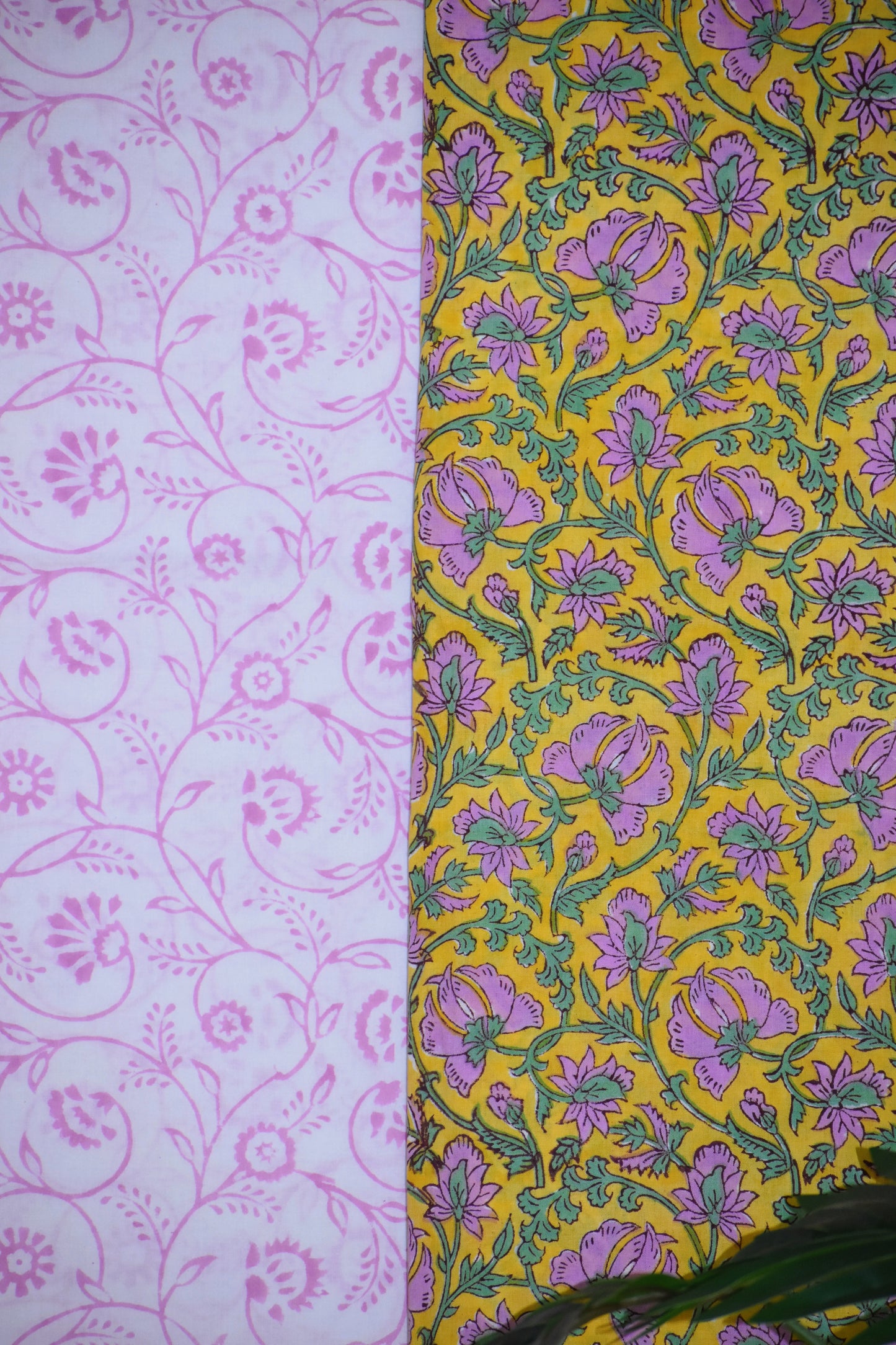 Pink FLoral Hand Block Printed Cotton Suit With Pure Chiffon Dupatta