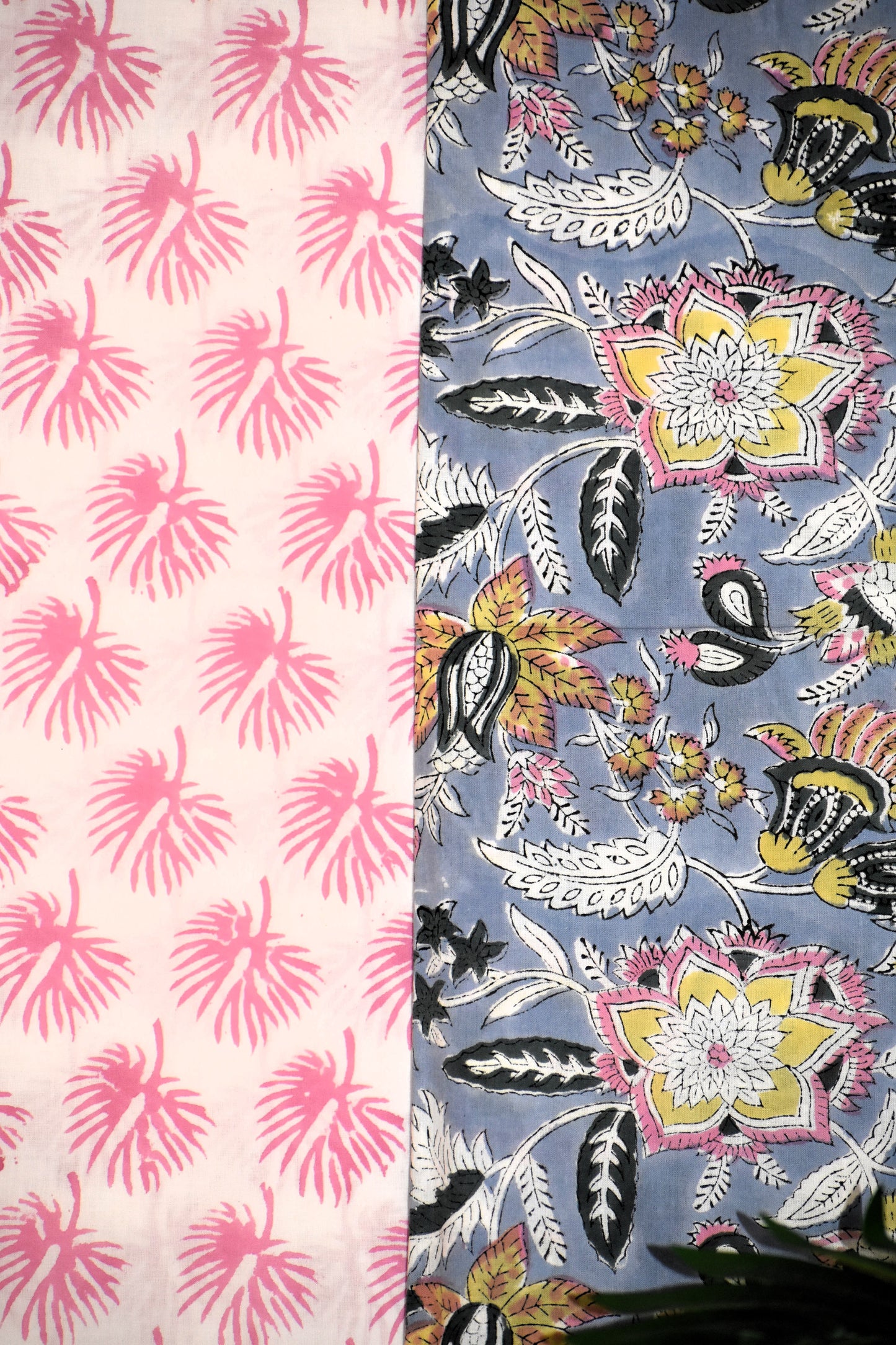 Floral Hand Block Printed Cotton Suit With Pure Chiffon Dupatta