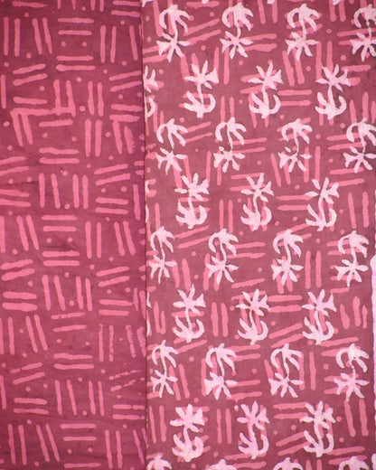 Hand Block Printed Cotton Suit With Pure Chiffon Dupatta
