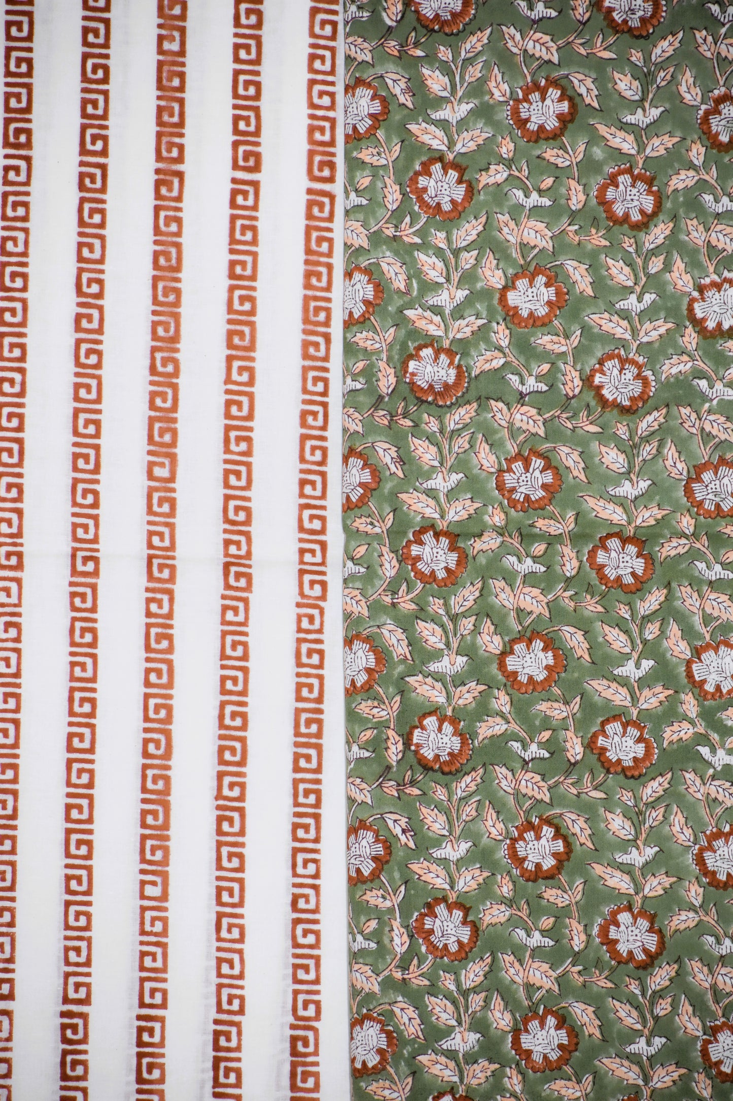 Hand Block Printed Cotton Suit With Pure Chiffon Dupatta