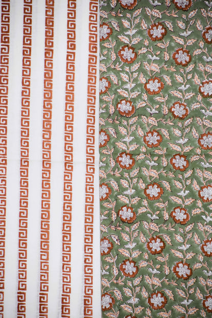 Hand Block Printed Cotton Suit With Pure Chiffon Dupatta