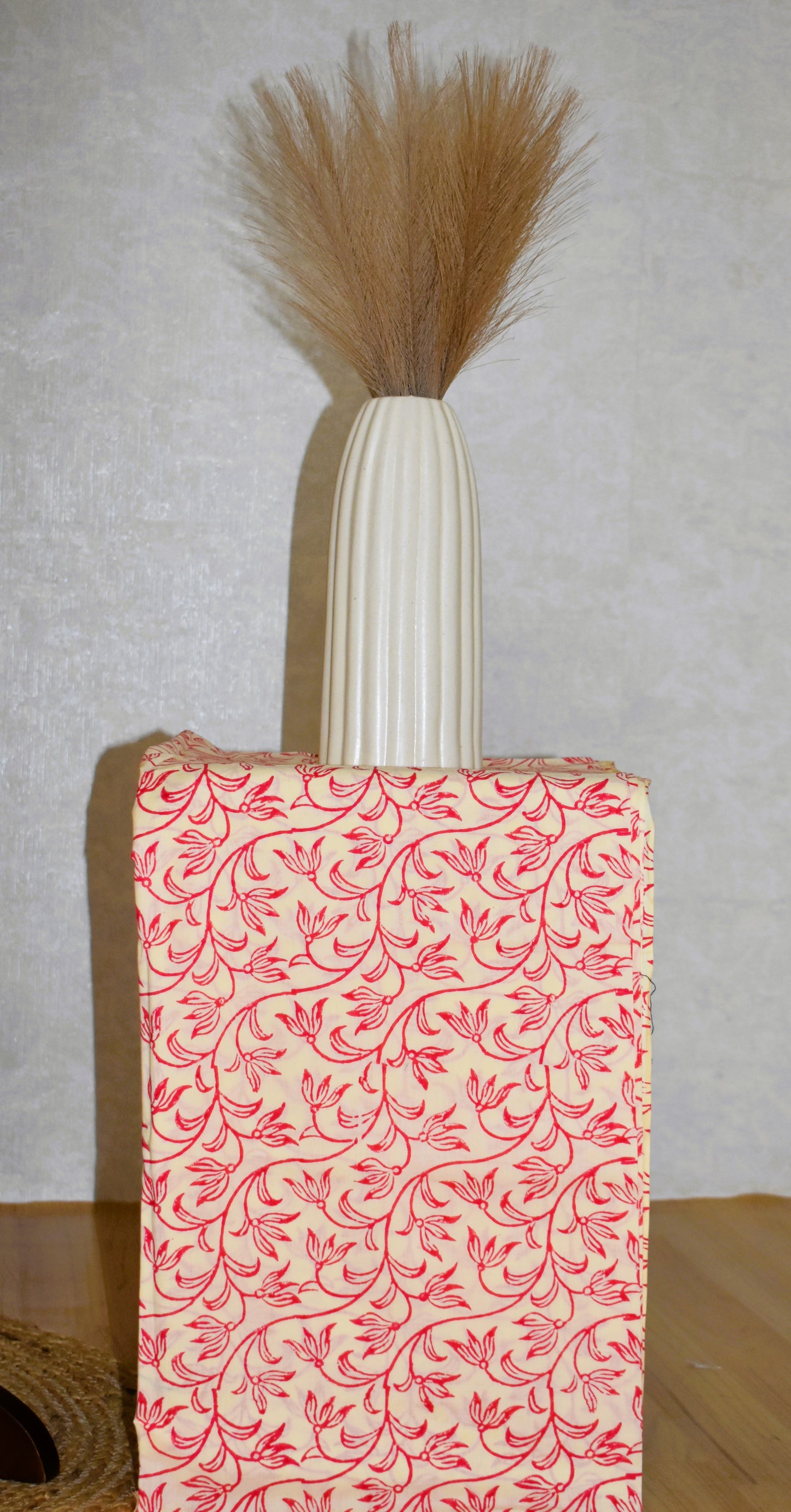 All- over Floral Buti Hand Block Printed Cotton Suit With Pure Chiffon  Dupatta