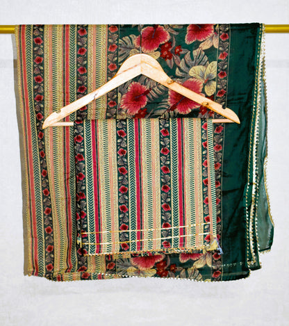Hand Block Printed Cotton Suit with Elegant Neckwork and Soft Malmal Dupatta