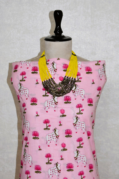 PICHWAI Jaipuri Printed Cotton Suit with Kota Doria Dupatta