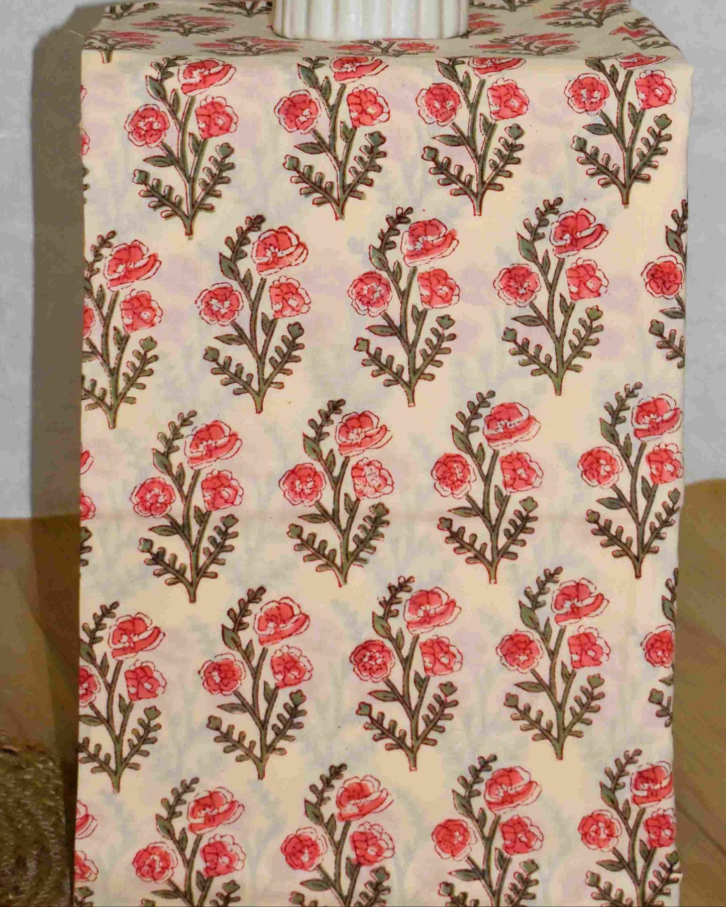 All-over Floral Hand Block Printed Cotton Suit With Kota Doria  Dupatta