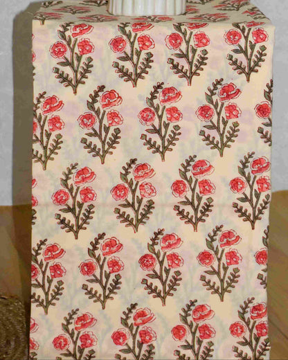 All-over Floral Hand Block Printed Cotton Suit With Kota Doria  Dupatta