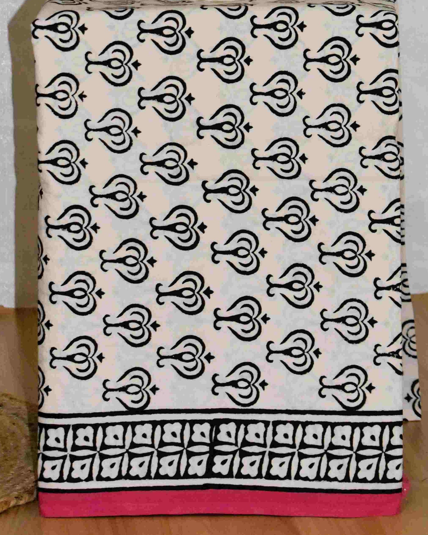 Pink Floral Jaal (BAGRU PRINT) Hand Block Printed Cotton Suit With Kota Doria  Dupatta