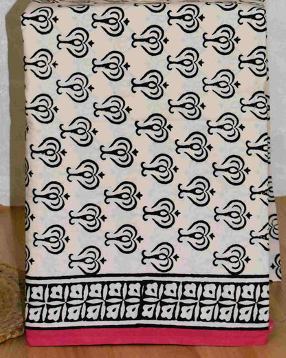 Pink Floral Jaal (BAGRU PRINT) Hand Block Printed Cotton Suit With Kota Doria  Dupatta