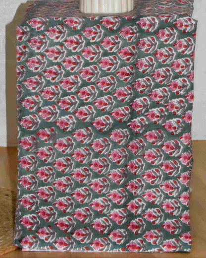 All-over Small Floral Buti Hand Block Printed Cotton Suit With Kota Doria  Dupatta