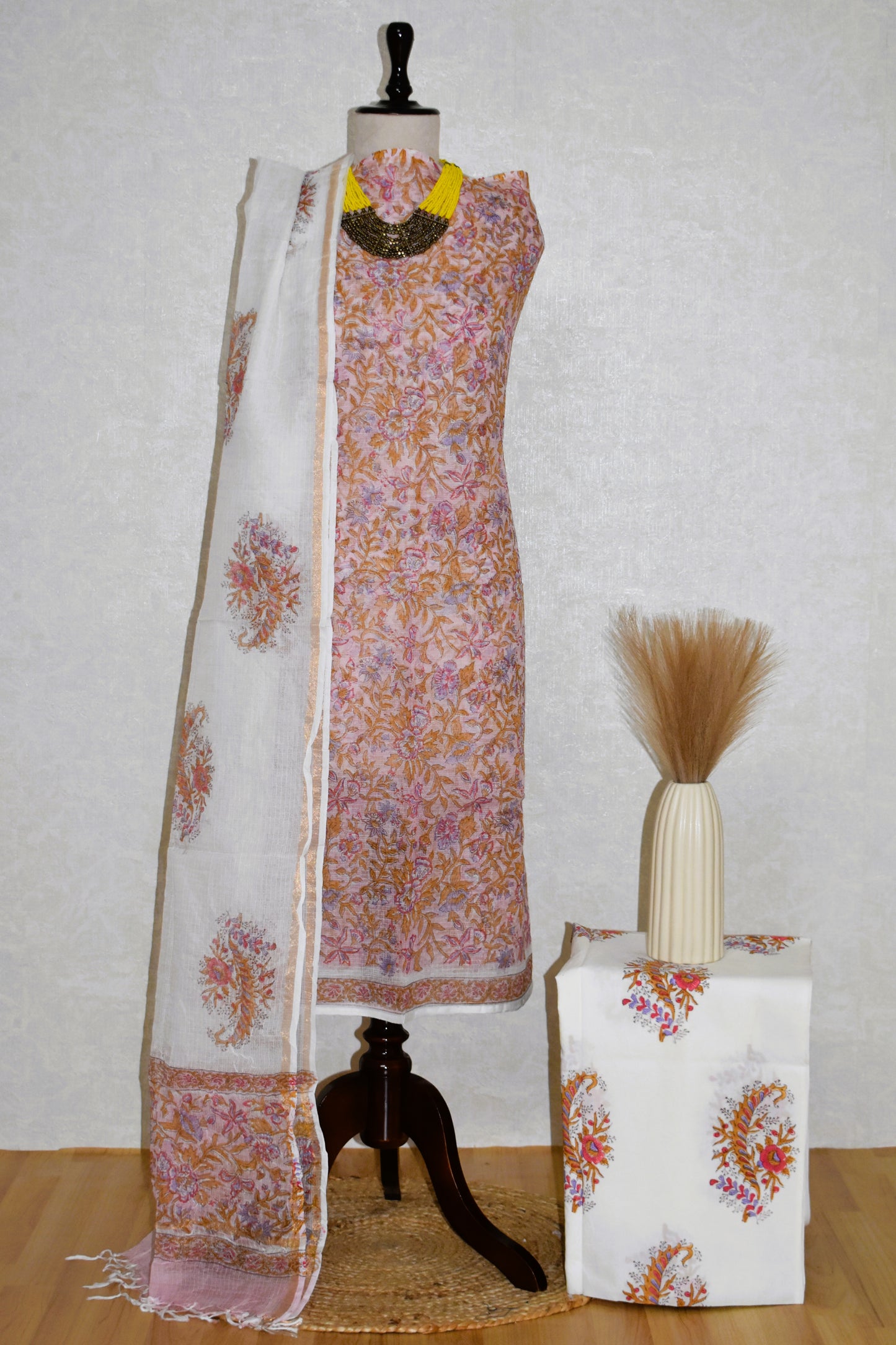 Hand Block Printed Kota Doria (3pc) Suit
